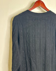 Bloomingdale's 100% Cashmere Black Cable Knit Button Down Cardigan Sweater