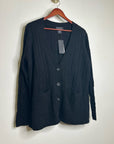 Bloomingdale's 100% Cashmere Black Cable Knit Button Down Cardigan Sweater