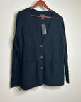 Bloomingdale's 100% Cashmere Black Cable Knit Button Down Cardigan Sweater