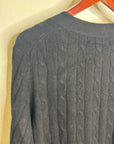 Bloomingdale's 100% Cashmere Black Cable Knit Button Down Cardigan Sweater