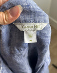 Garnet Hill 100% Linen Blue Button Down Long Sleeve Tunic Top