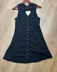 Nation LA 100% Cotton Black Gold Button V - Neck Button Down Mini Dress