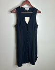 Nation LA 100% Cotton Black Gold Button V - Neck Button Down Mini Dress
