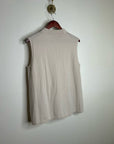 Lafayette 148 100% Cashmere Ecru Ribbed Turtleneck Sleeveless Sweater