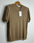 IRO Paris 100% Linen Distressed Tan T - Shirt Top