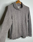 Garnet Hill 100% Baby Alpaca Texturted Neutral Turtleneck Sweater