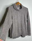 Garnet Hill 100% Baby Alpaca Texturted Neutral Turtleneck Sweater