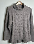 Garnet Hill 100% Baby Alpaca Texturted Neutral Turtleneck Sweater