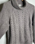 Garnet Hill 100% Baby Alpaca Texturted Neutral Turtleneck Sweater