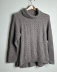 Garnet Hill 100% Baby Alpaca Texturted Neutral Turtleneck Sweater