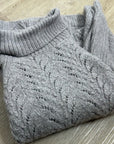 Garnet Hill 100% Baby Alpaca Texturted Neutral Turtleneck Sweater
