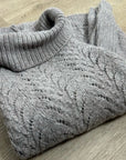 Garnet Hill 100% Baby Alpaca Texturted Neutral Turtleneck Sweater