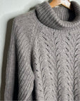 Garnet Hill 100% Baby Alpaca Texturted Neutral Turtleneck Sweater
