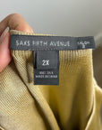 Saks Fifth Avenue 100% Silk Knit Textured Gold Tan Button Down Cardigan Sweater