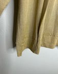 Saks Fifth Avenue 100% Silk Knit Textured Gold Tan Button Down Cardigan Sweater