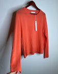 One Grey Day 100% Cashmere Sloan Bright Coral Lightweight Pullover Sweater