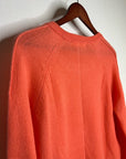 One Grey Day 100% Cashmere Sloan Bright Coral Lightweight Pullover Sweater
