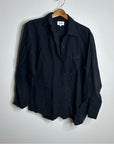 MATE 100% Organic Linen Black Button Down Oversized Long Sleeve Shirt