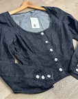 Levi's Cotton Hemp Black Button Down Scoop Neck Denim Long Sleeve Top