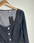 Levi's Cotton Hemp Black Button Down Scoop Neck Denim Long Sleeve Top