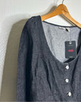 Levi's Cotton Hemp Black Button Down Scoop Neck Denim Long Sleeve Top