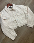 Free People x Lee 100% Cotton Denim Cream Cropped Denim Jacket Boxy Fit