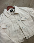Free People x Lee 100% Cotton Denim Cream Cropped Denim Jacket Boxy Fit