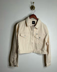 Free People x Lee 100% Cotton Denim Cream Cropped Denim Jacket Boxy Fit