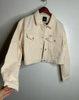 Free People x Lee 100% Cotton Denim Cream Cropped Denim Jacket Boxy Fit