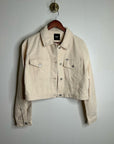 Free People x Lee 100% Cotton Denim Cream Cropped Denim Jacket Boxy Fit