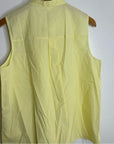 Eileen Fisher 100% Organic Cotton Mandrian Collar Pale Yellow Tank Button Down Blouse