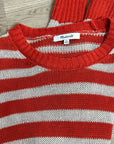 Madewell 100% Linen Knit Textured Striped Crew Neck Sweater