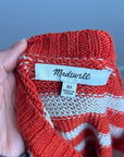 Madewell 100% Linen Knit Textured Striped Crew Neck Sweater