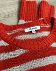 Madewell 100% Linen Knit Textured Striped Crew Neck Sweater