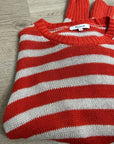 Madewell 100% Linen Knit Textured Striped Crew Neck Sweater