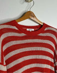Madewell 100% Linen Knit Textured Striped Crew Neck Sweater