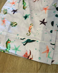 Hill House 100% Linen Straight Leg Drawstring Skylar Pant in Sea Creatures