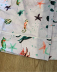 Hill House 100% Linen Straight Leg Drawstring Skylar Pant in Sea Creatures