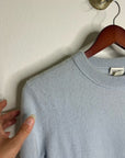 Club Monaco 100% Cashmere Baby Blue Fitted Ribbed Cuff Long Sleeve Sweater