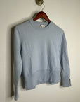 Club Monaco 100% Cashmere Baby Blue Fitted Ribbed Cuff Long Sleeve Sweater