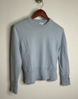Club Monaco 100% Cashmere Baby Blue Fitted Ribbed Cuff Long Sleeve Sweater