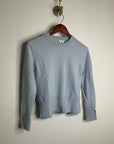 Club Monaco 100% Cashmere Baby Blue Fitted Ribbed Cuff Long Sleeve Sweater