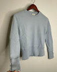 Club Monaco 100% Cashmere Baby Blue Fitted Ribbed Cuff Long Sleeve Sweater