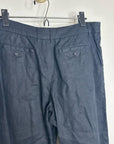 Garnet Hill 100% Linen Classic Linen Trouser Straight Leg Pant in Black