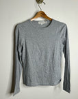 Nation Los Angeles 100% Organic Pima Cotton Gray Long Sleeve Scoop Neck Top
