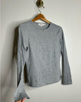 Nation Los Angeles 100% Organic Pima Cotton Gray Long Sleeve Scoop Neck Top