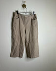 Eileen Fisher Linen Cotton Tan Cropped Wide Leg Capri Pant Medium Petite