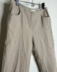Eileen Fisher Linen Cotton Tan Cropped Wide Leg Capri Pant Medium Petite