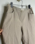 Eileen Fisher Linen Cotton Tan Cropped Wide Leg Capri Pant Medium Petite