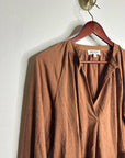 Nation LA 100% Pima Cotton Rust Long Sleeve Slouchy Peasant Blouse Tie Front